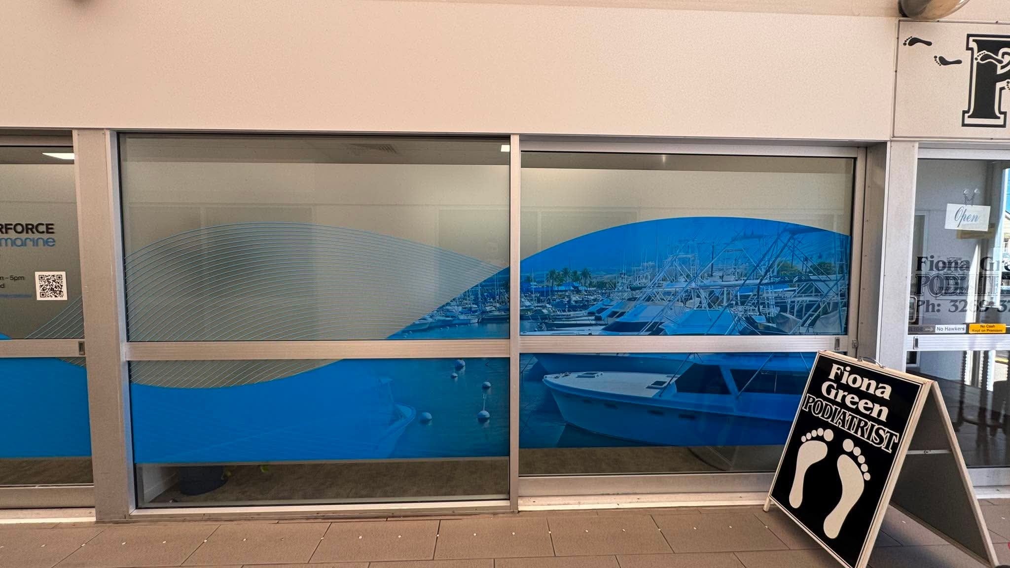 High-Impact Printed Frost Shopfront Signage for Coverforce Partners, Sandgate