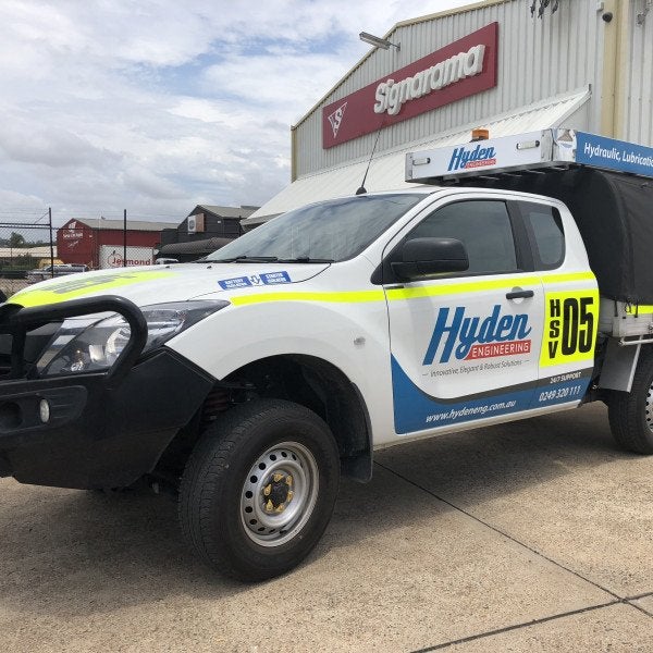 Reflective Vehicle Signage for a fleet ute with reflective tape and requirements