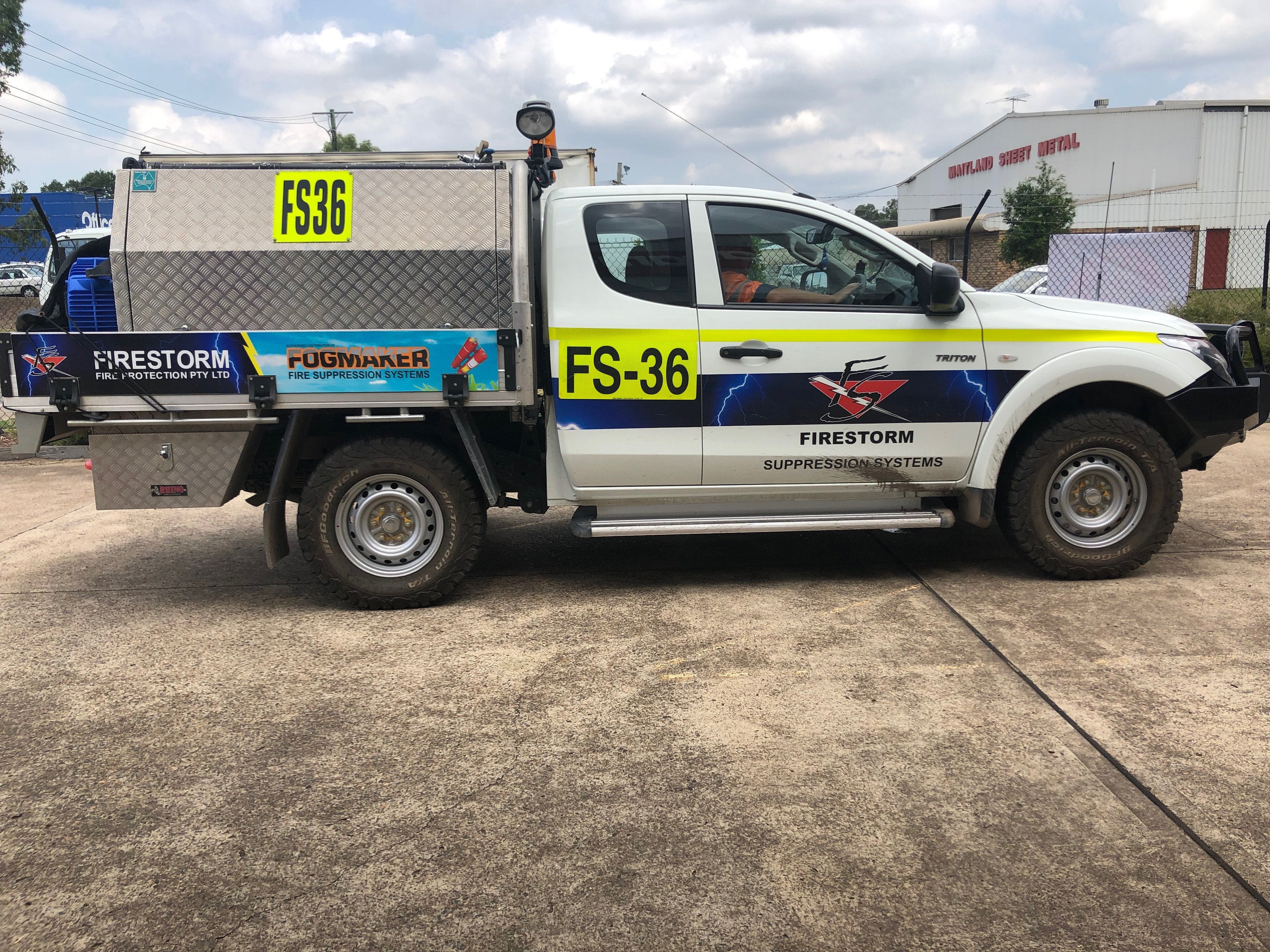 Reflective Vehicle Signage for mine spec fleet vehicle with all required reflective graphics, numbers and tape.