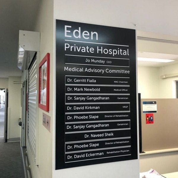 Eden Private Hospital Signage