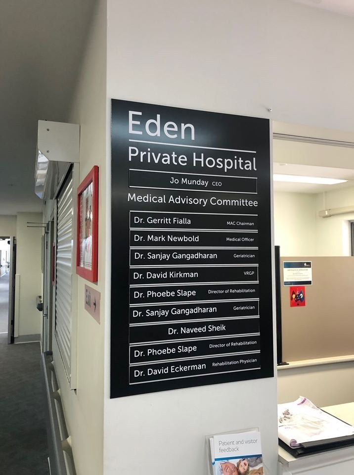 Eden Private Hospital Signage