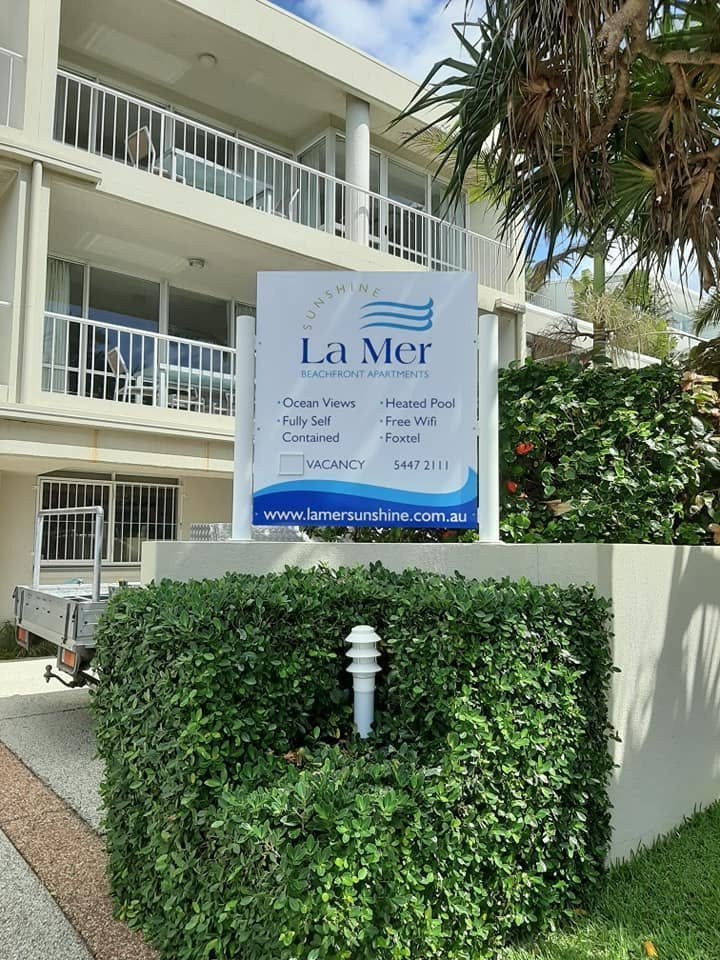 New signage for La Mer Beachfront Apartments