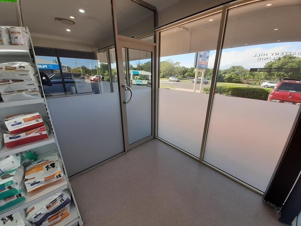 Window Frosting for Battery Hill Veterinary Clinic