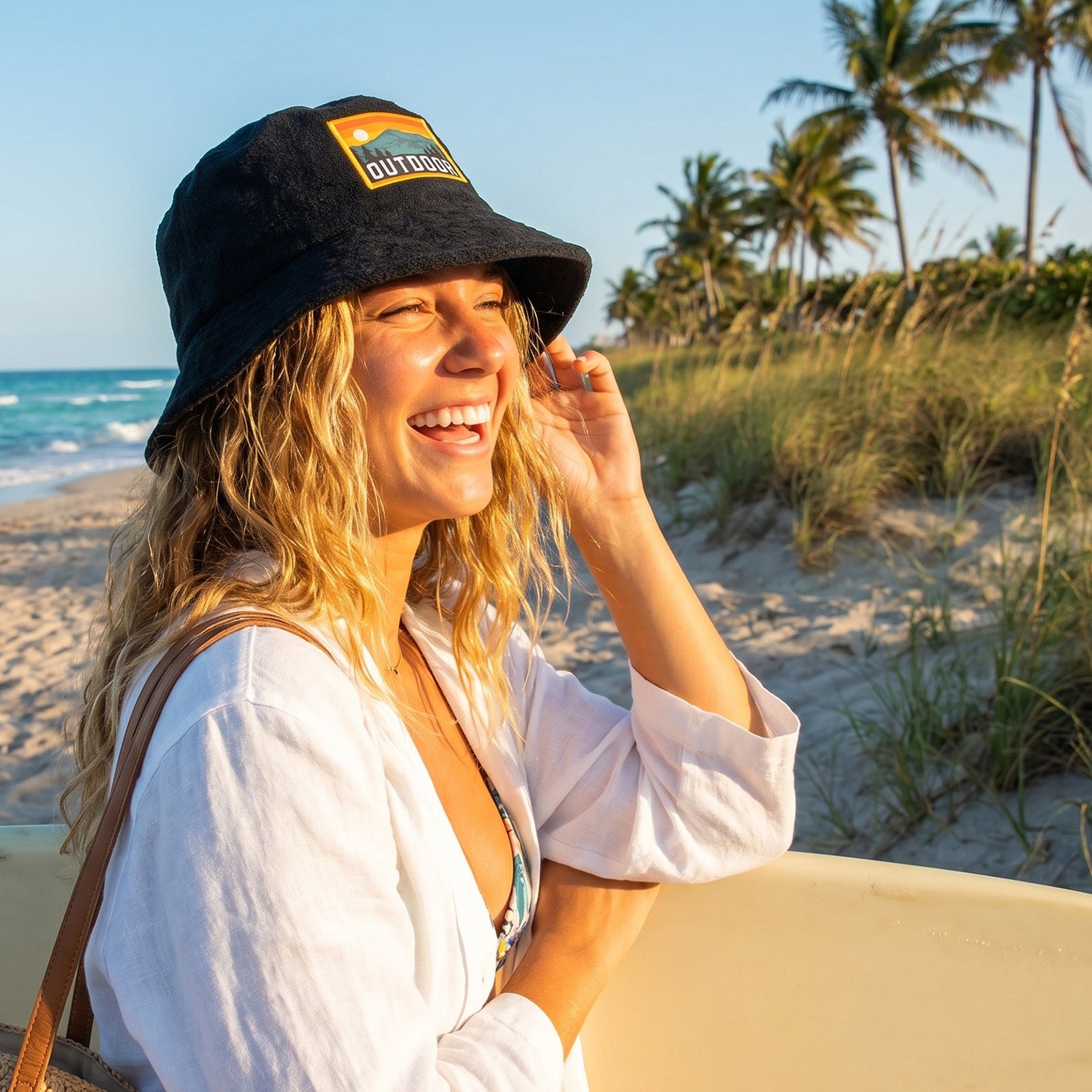 Terry Towelling Bucket Hat with Full Colour Patch