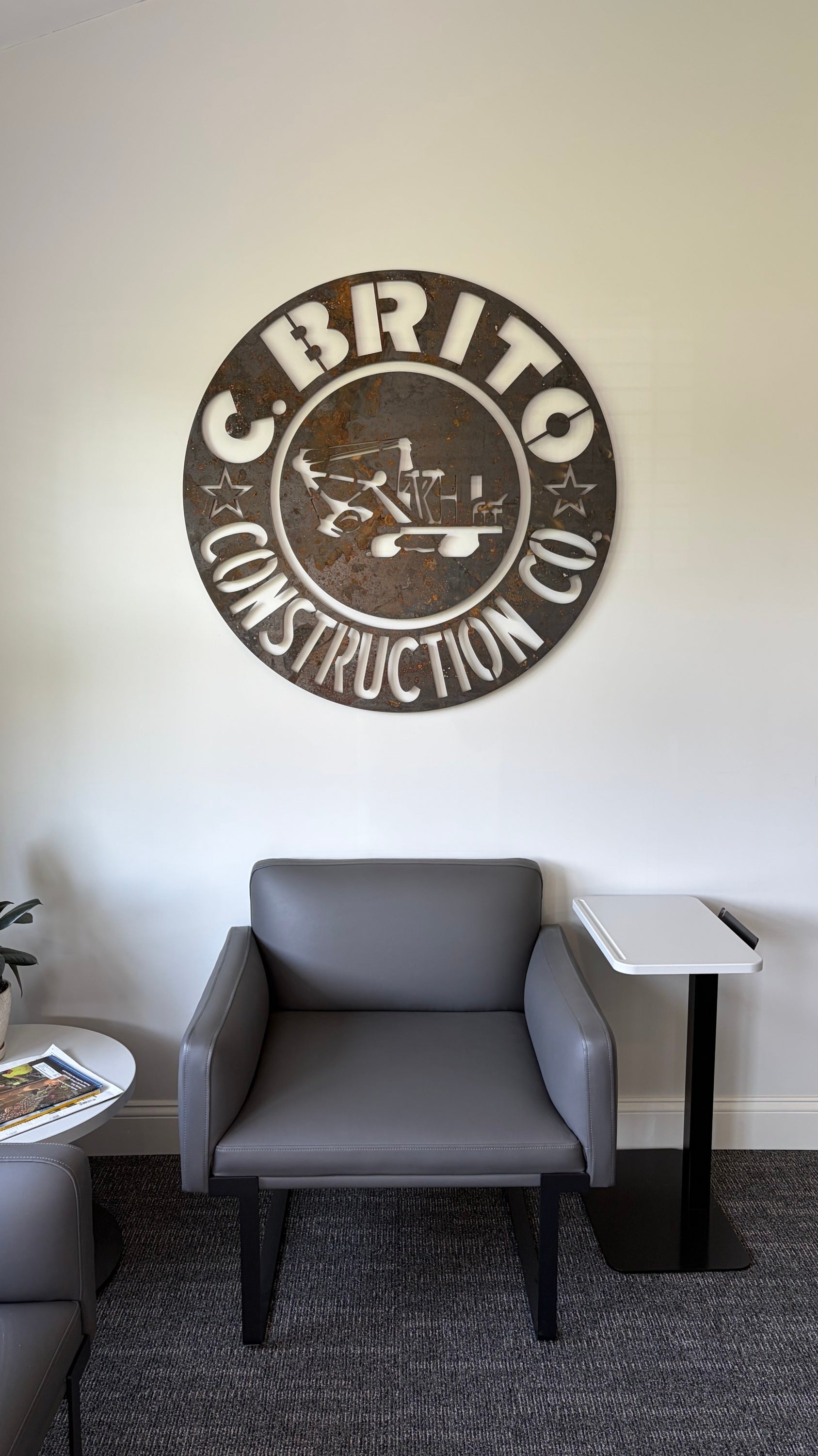 Custom Hot Rolled Metal Lobby Sign Creates an Authentic Industrial Look