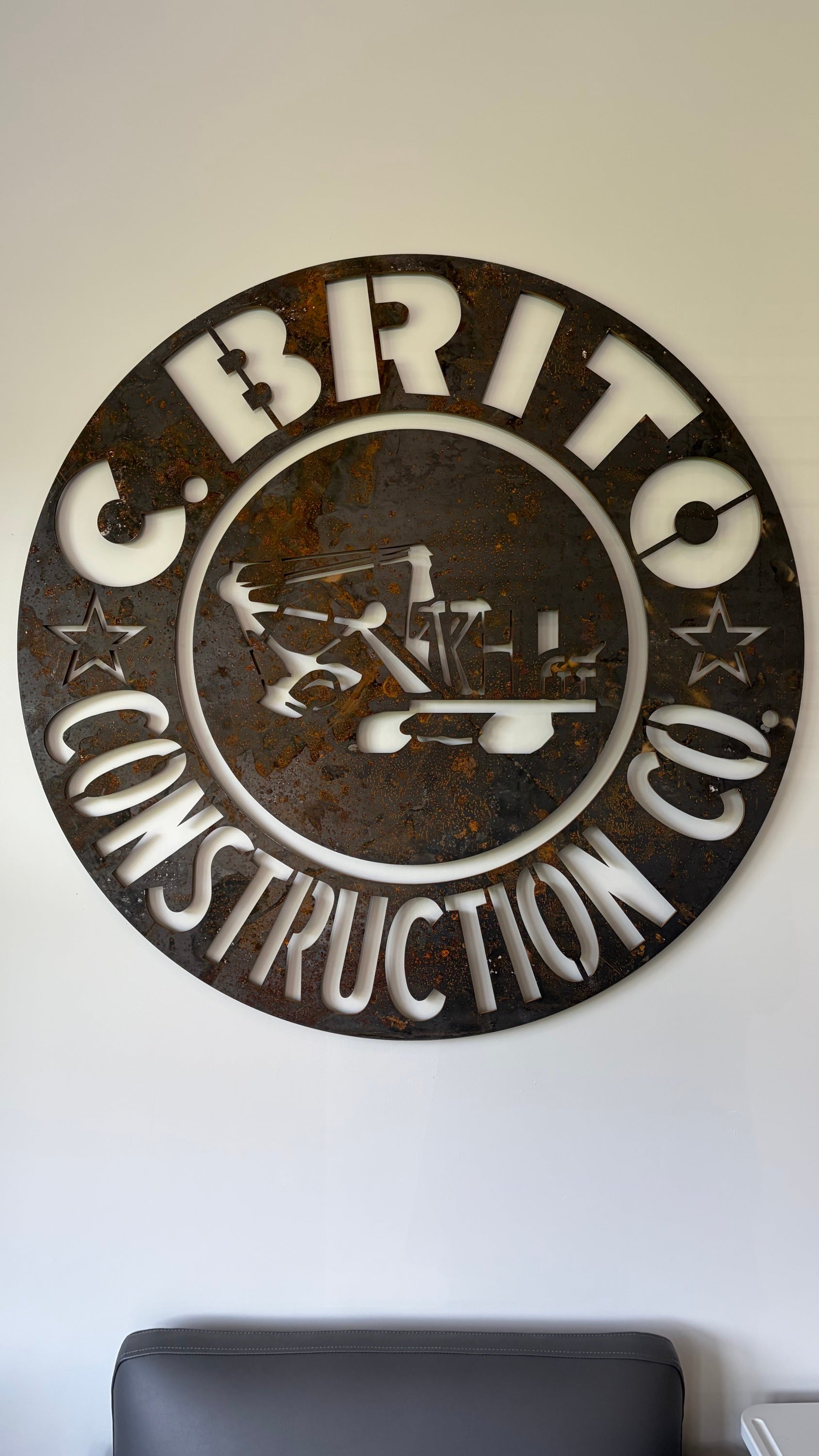 Custom Hot Rolled Metal Lobby Sign Creates an Authentic Industrial Look