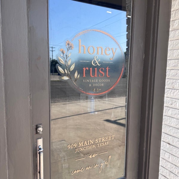 Texas Hill Country Charm: Custom Signage for The Honey and Rust in Junction, Texas