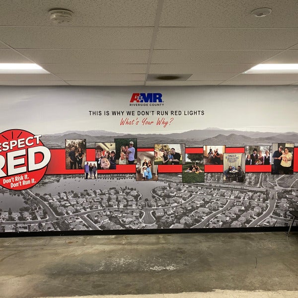 Custom Wall Mural for AMR’s “Respect the Red” Campaign in Menifee, CA
