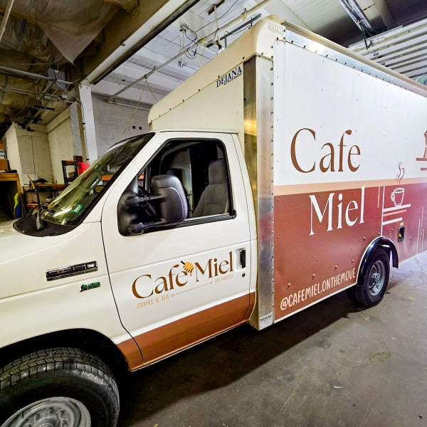 Café Miel Mobile Coffee Truck Wrap Delivers Fresh Branding on Every Mile
