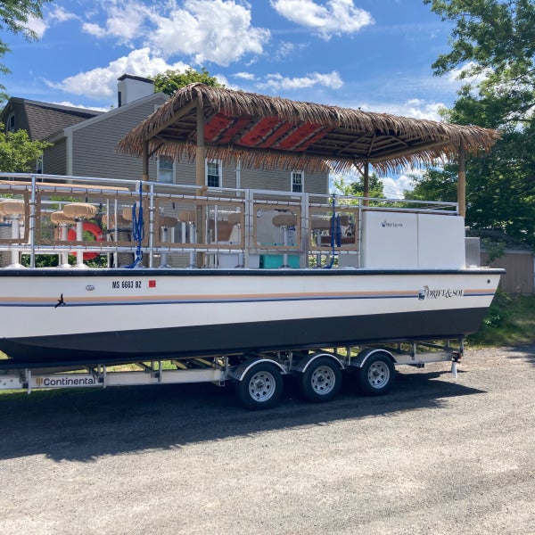 Drift & Sol Tiki Boat Graphics | Custom Boat Wrap & Marine Graphics on the North Shore