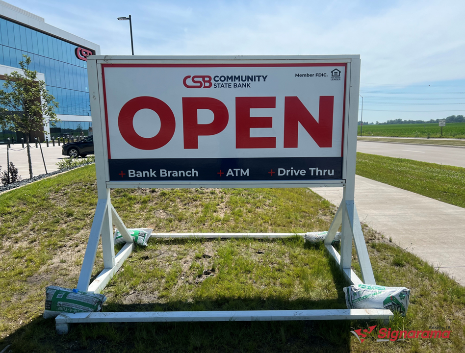 Community State Bank's New Headquarters in Ankeny Opens with a Custom Sled Sign
