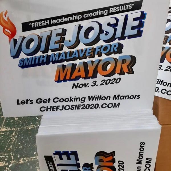 vote josie smith malave for mayor campaign sign
