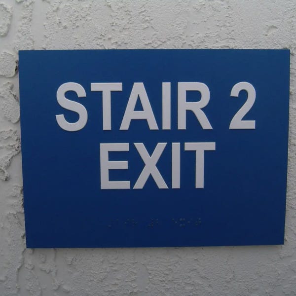 blue stair 2 exit ada sign
