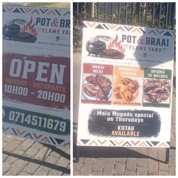 A0 A-Frame Signage - Pot & Braai - Boksburg
