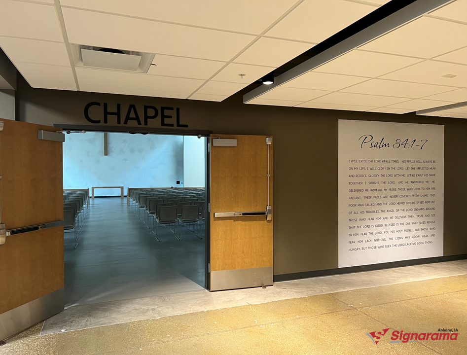 Prairie Ridge Church Chapel Acrylic Lettering & Psalm Wall Graphic