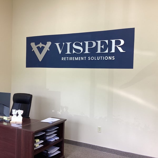 Dimensional Logo Reception Sign - Visper Retirement Solutions (Worcester, MA and Waltham, MA)