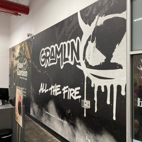 Custom Wall Wrap for Gramlin Installed at Chkn N Wafflez in Corona, CA