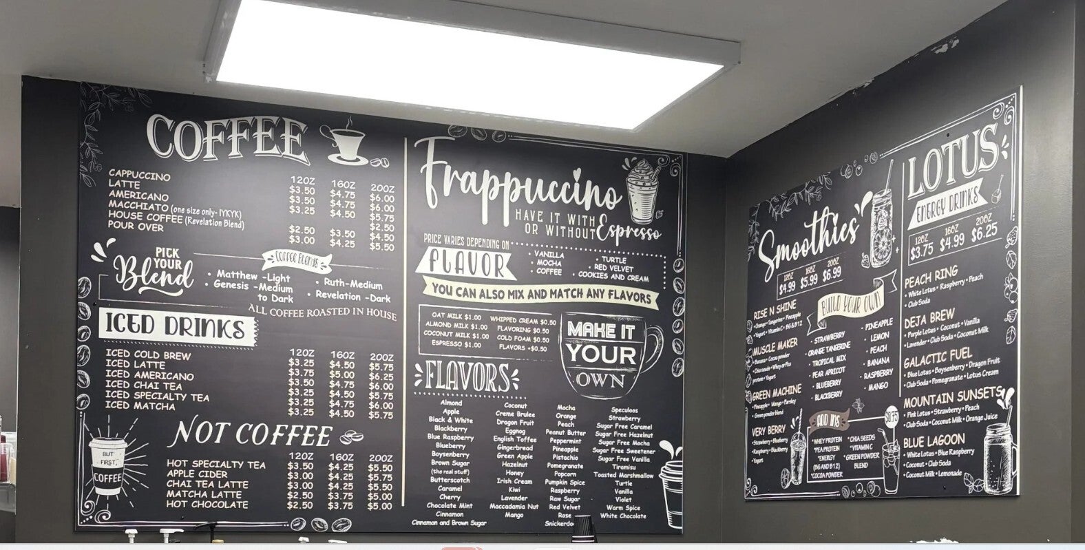 digital print instore vinyl wall menu