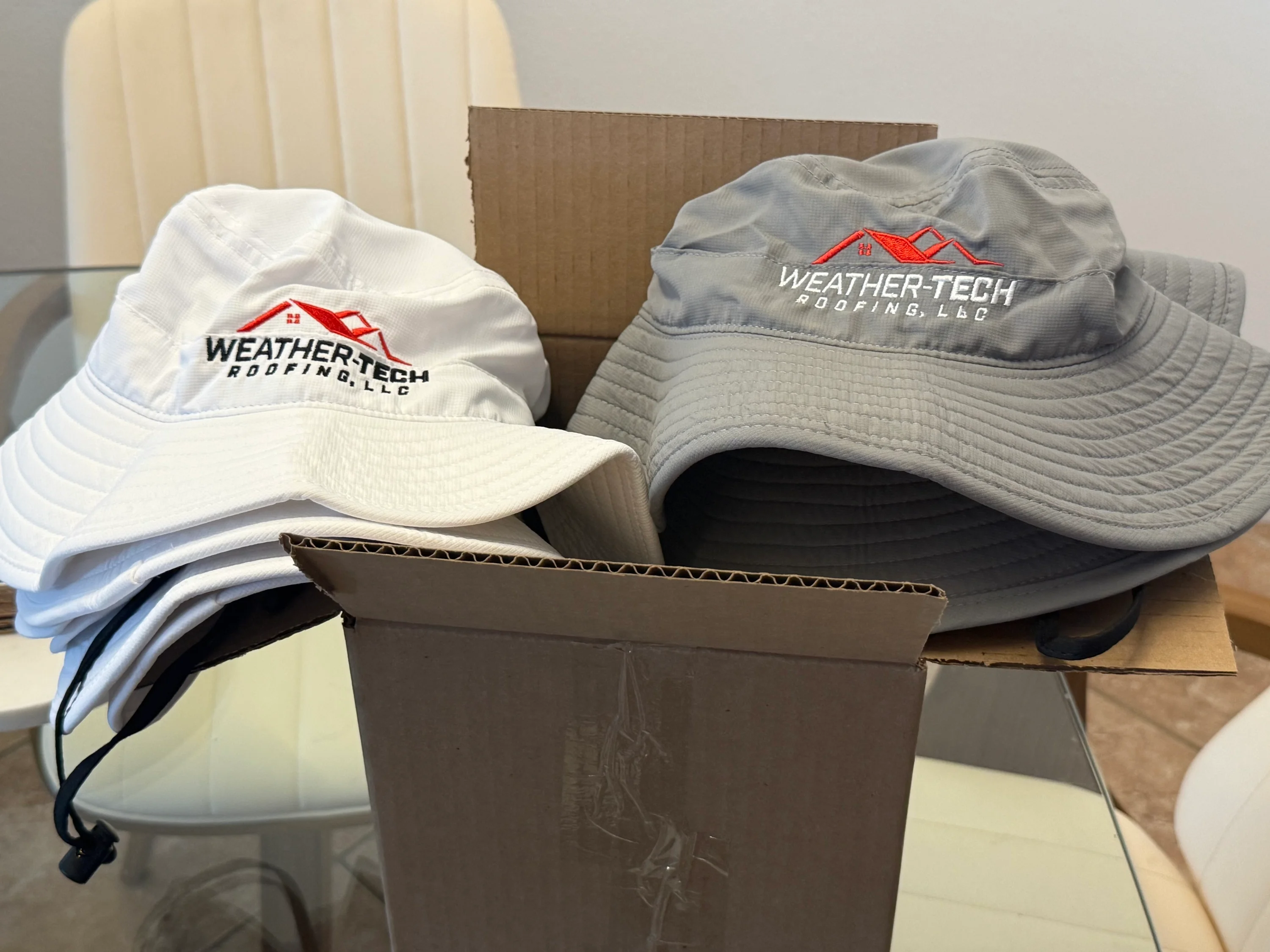 Custom Embroidered Bucket Hats for Weathertech Roofing LLC | Chandler, AZ