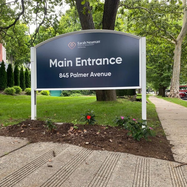 Post & Panel Sign Refacing for Sarah Neuman Center in Mamaroneck, NY