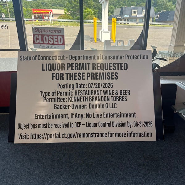 Custom Liquor Permit Signs for Restaurants & Businesses in Connecticut