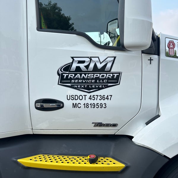 Custom Truck Door Decals for RM Transport Service LLC
