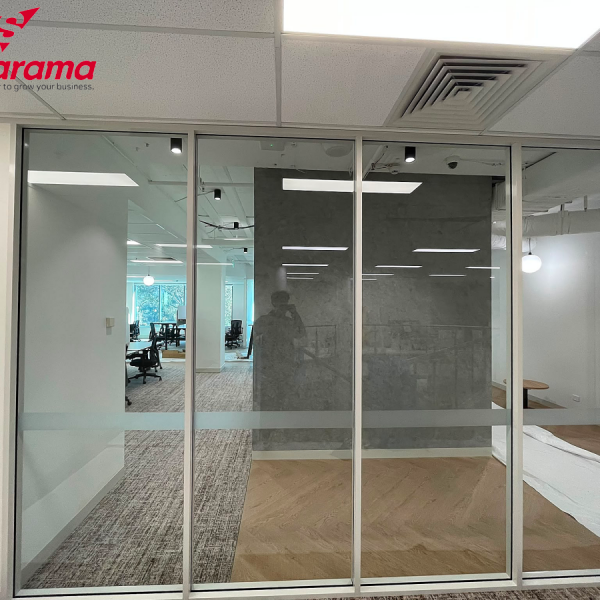 Office Window Frosting for VIRK Construction