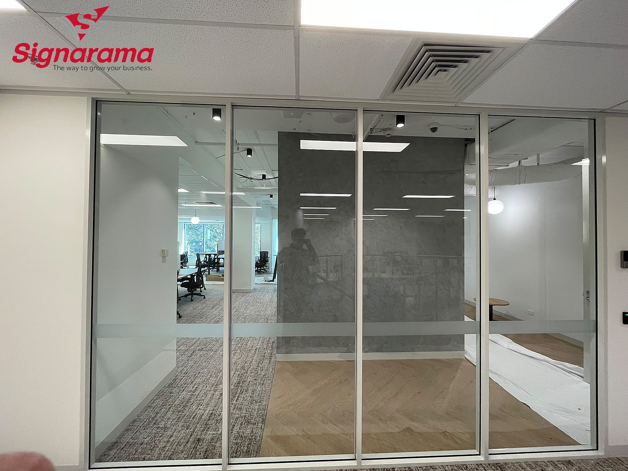 Office Window Frosting for VIRK Construction