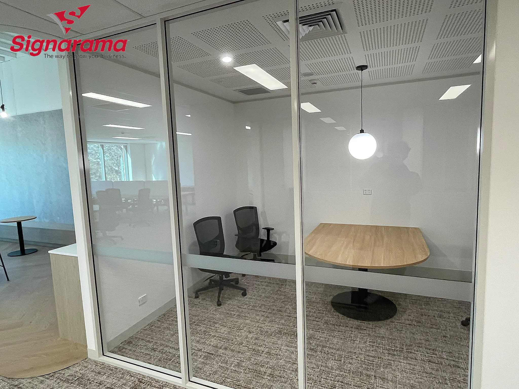 Office Window Frosting for VIRK Construction