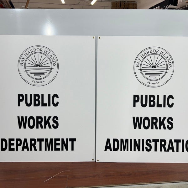 public works department + administration sign