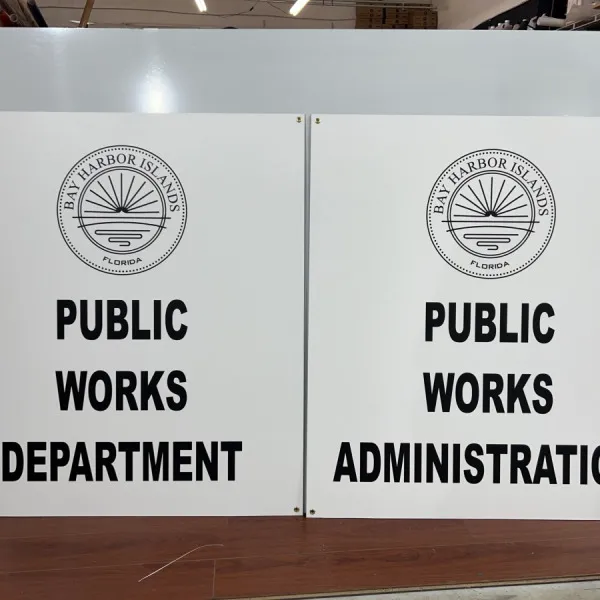 public works department + administration sign