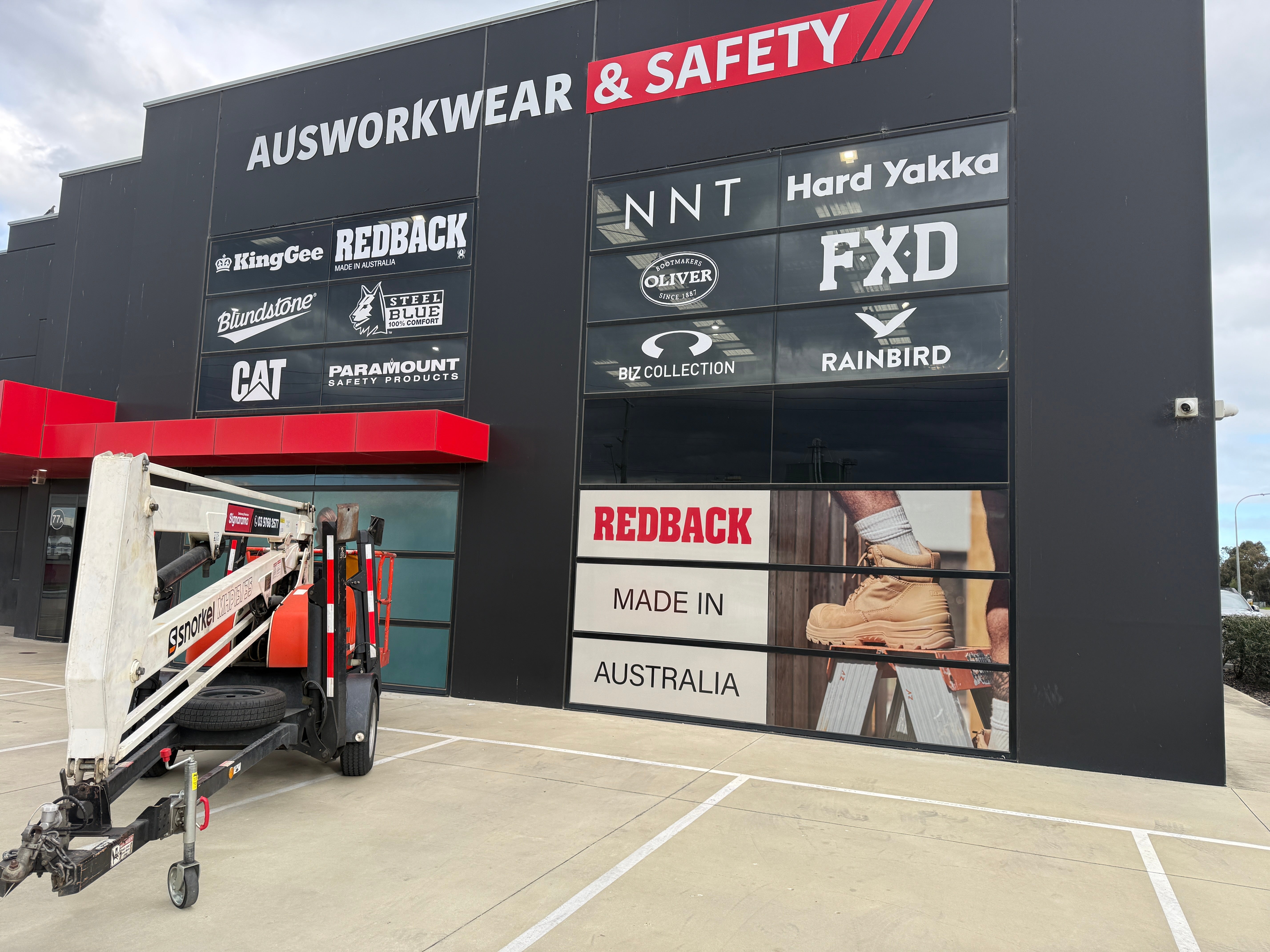 One Way Vision & White Vinyl Window Graphics for Ausworkwear & Safety in Pakenham