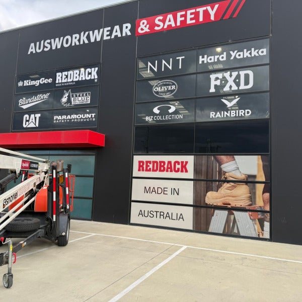 One Way Vision & White Vinyl Window Graphics for Ausworkwear & Safety in Pakenham