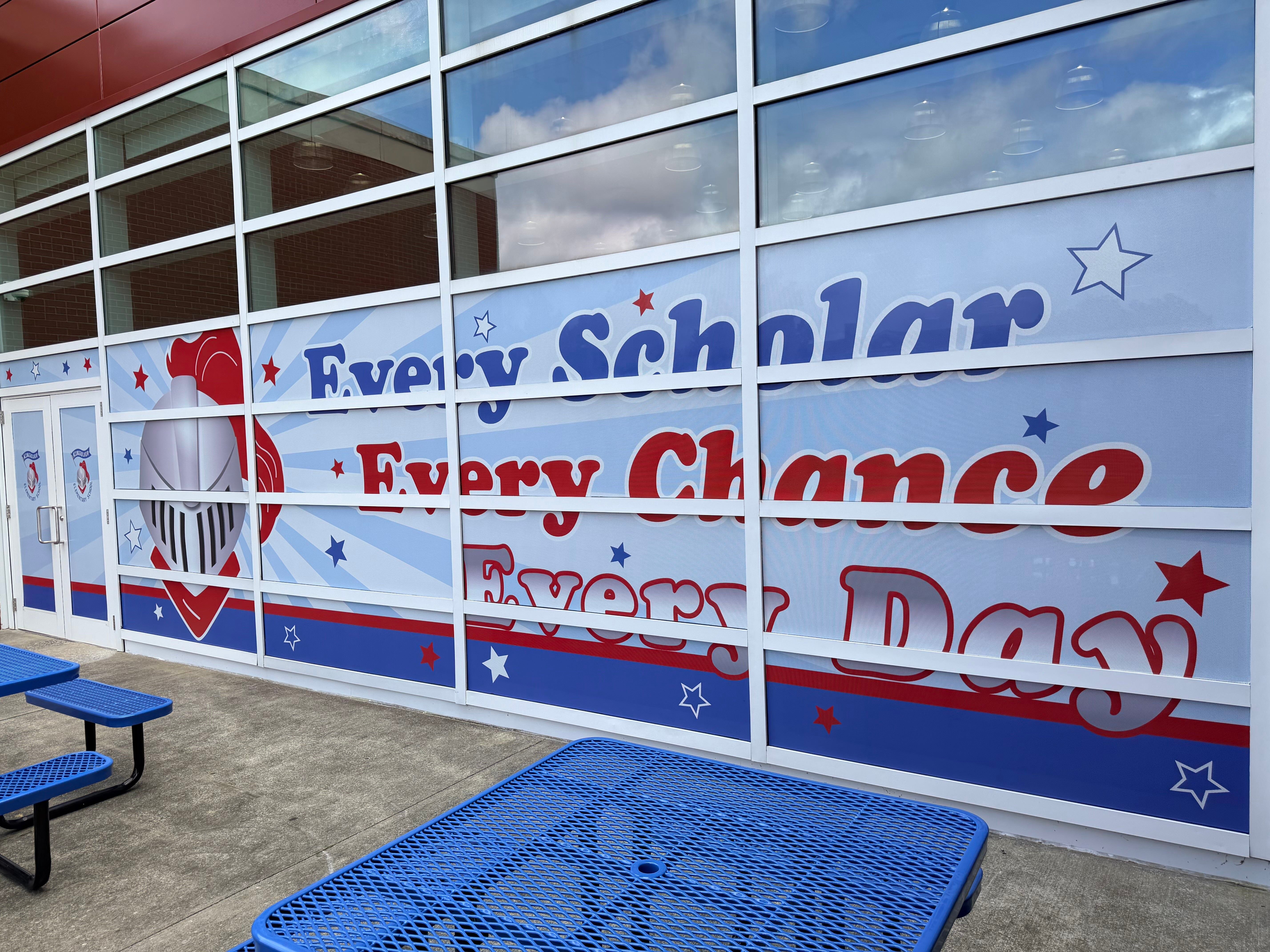 Custom School Window Graphics & Window Perf | Kingsolver Elementary Fort Knox KY