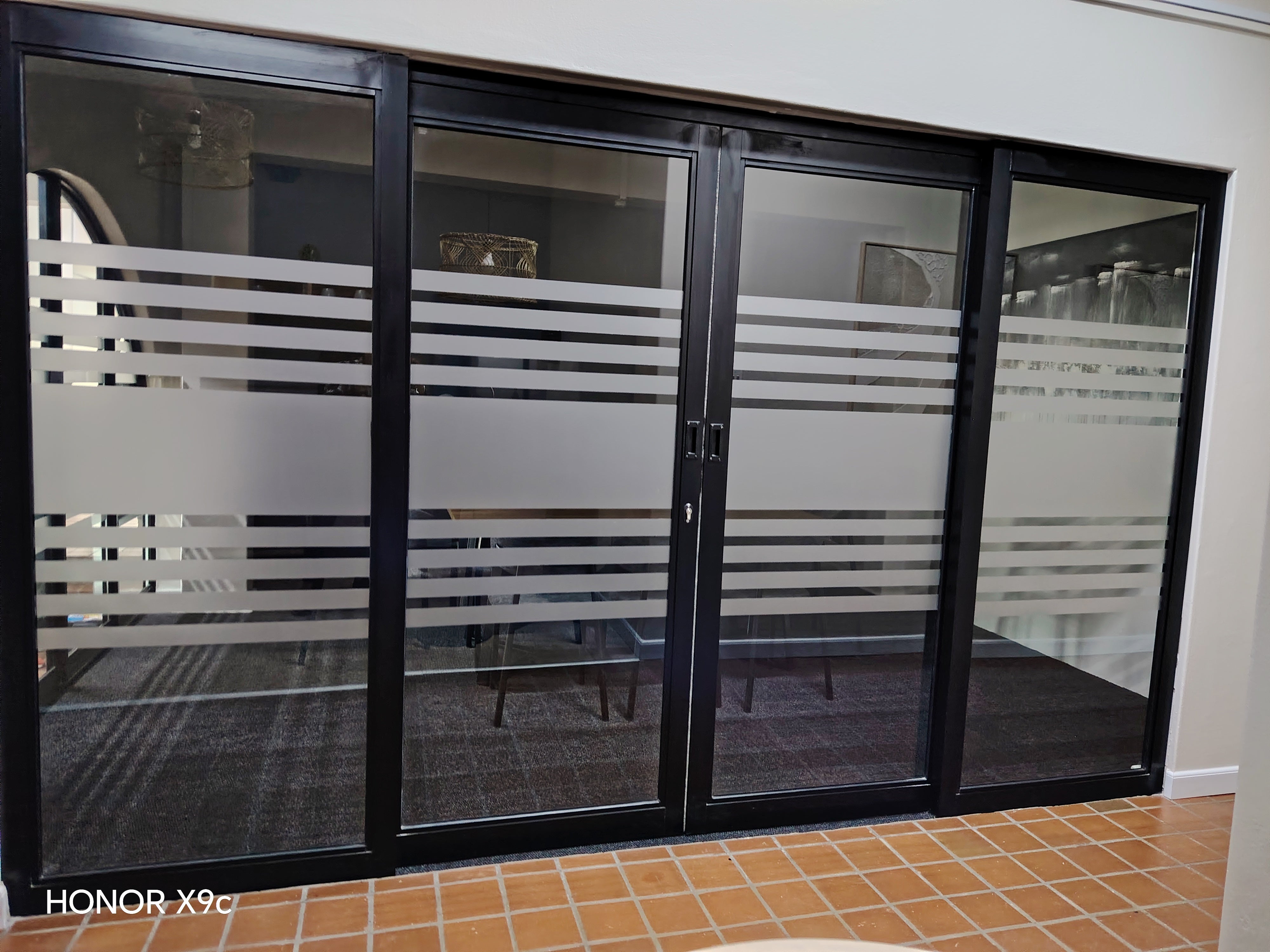 Office branding - Frosted Vinyl and Brushed ACM directional signage