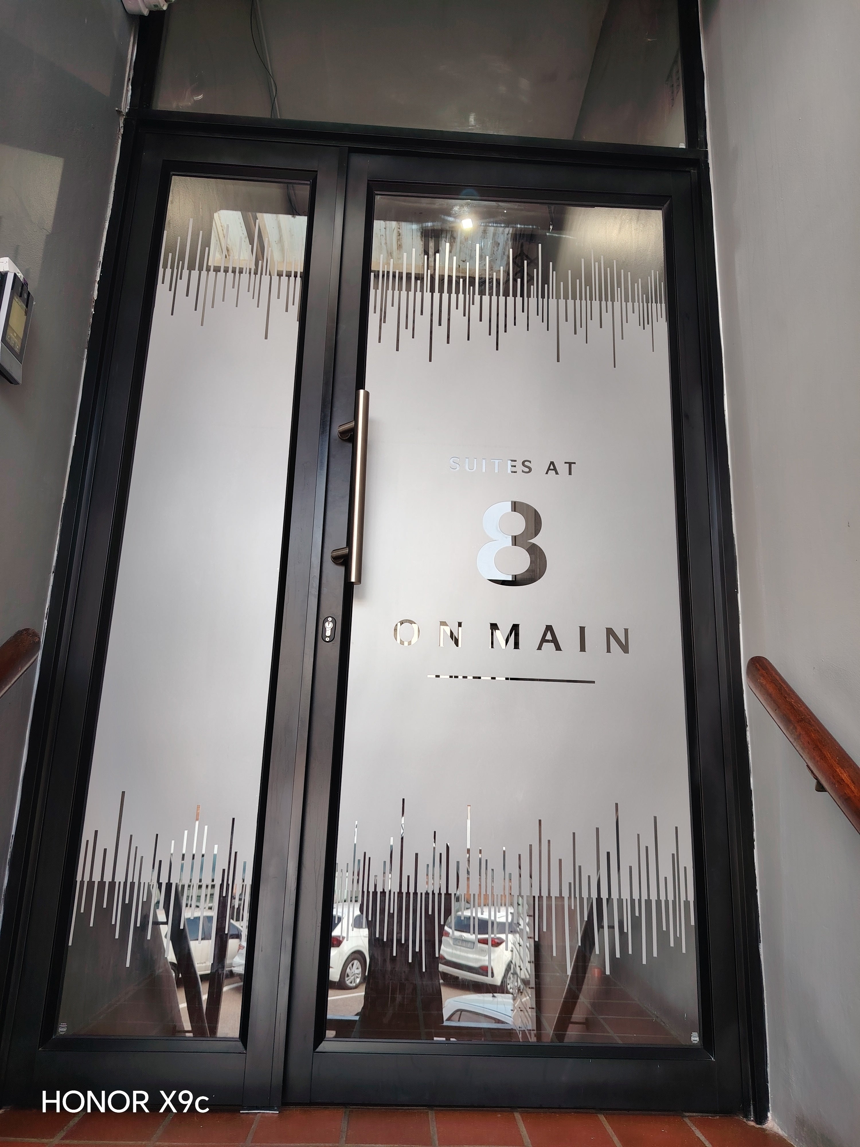 Office branding - Frosted Vinyl and Brushed ACM directional signage