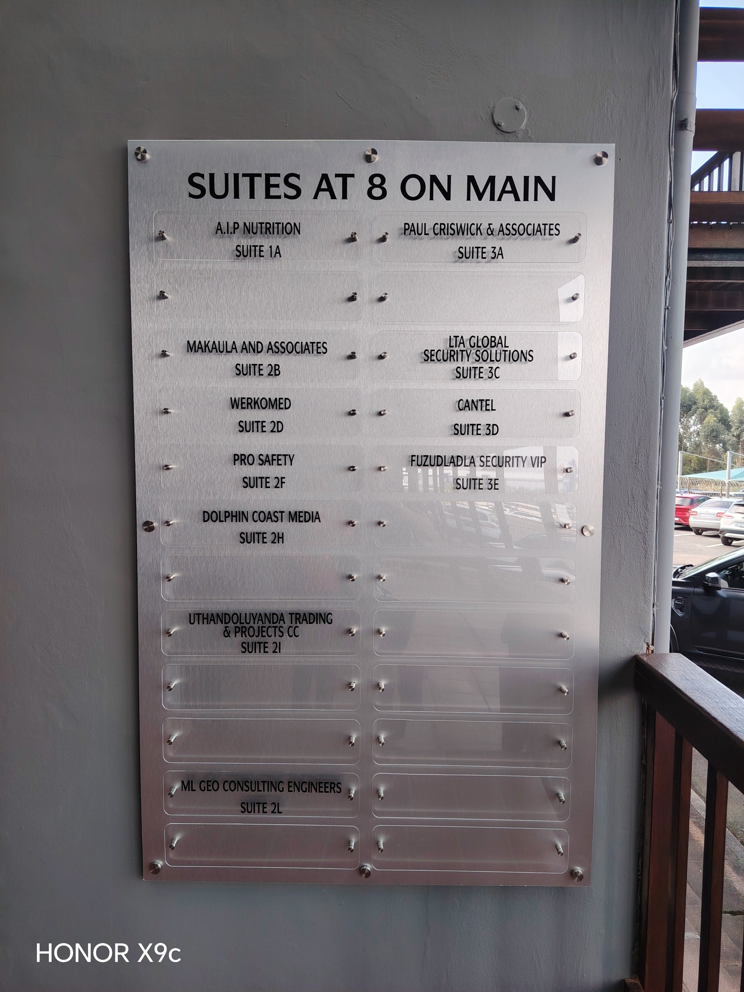 Office branding - Frosted Vinyl and Brushed ACM directional signage