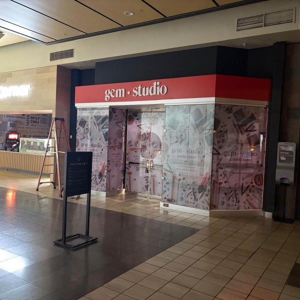 Dimensional letter storefront sign for Gem Studio at Alderwood Mall, Lynnwood