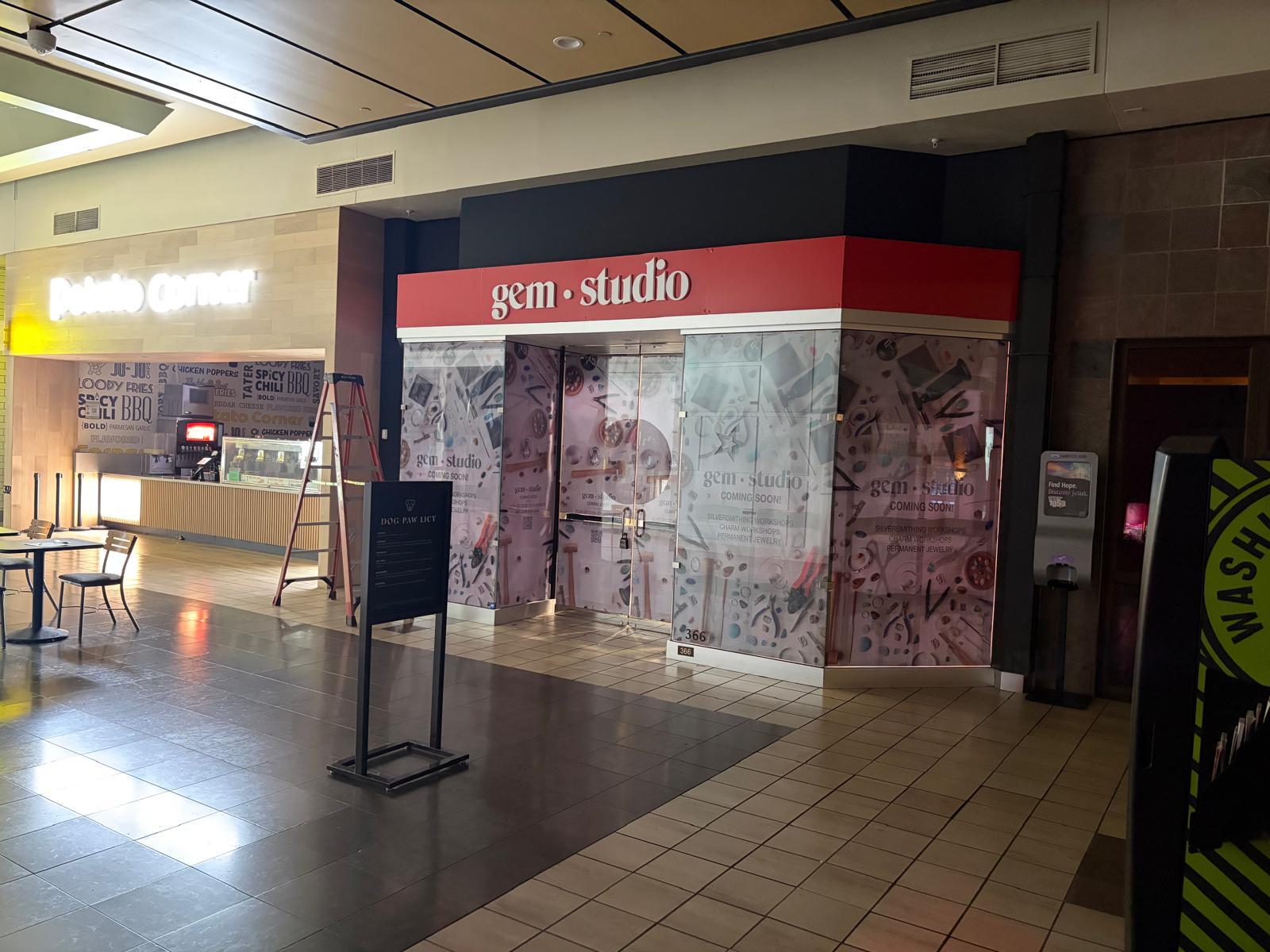 Dimensional letter storefront sign for Gem Studio at Alderwood Mall, Lynnwood