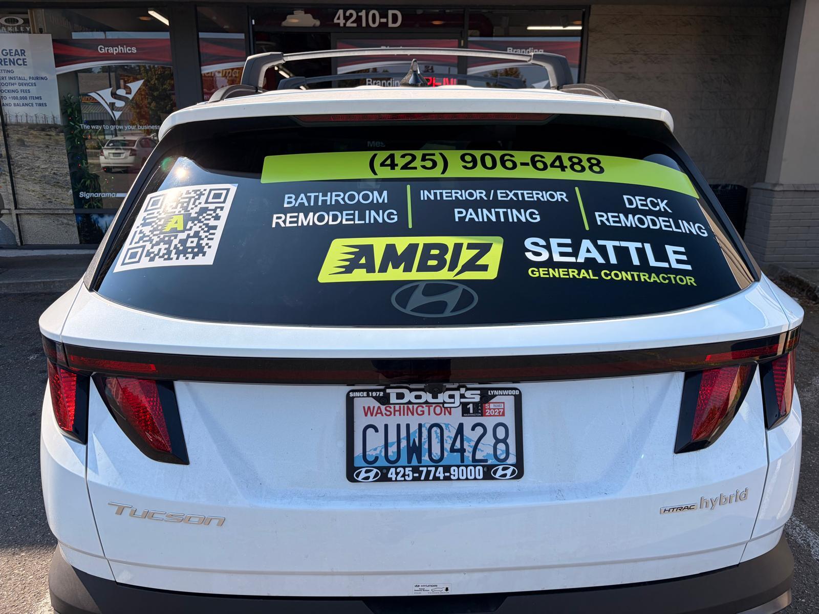 Rear window graphics for Ambiz Seattle