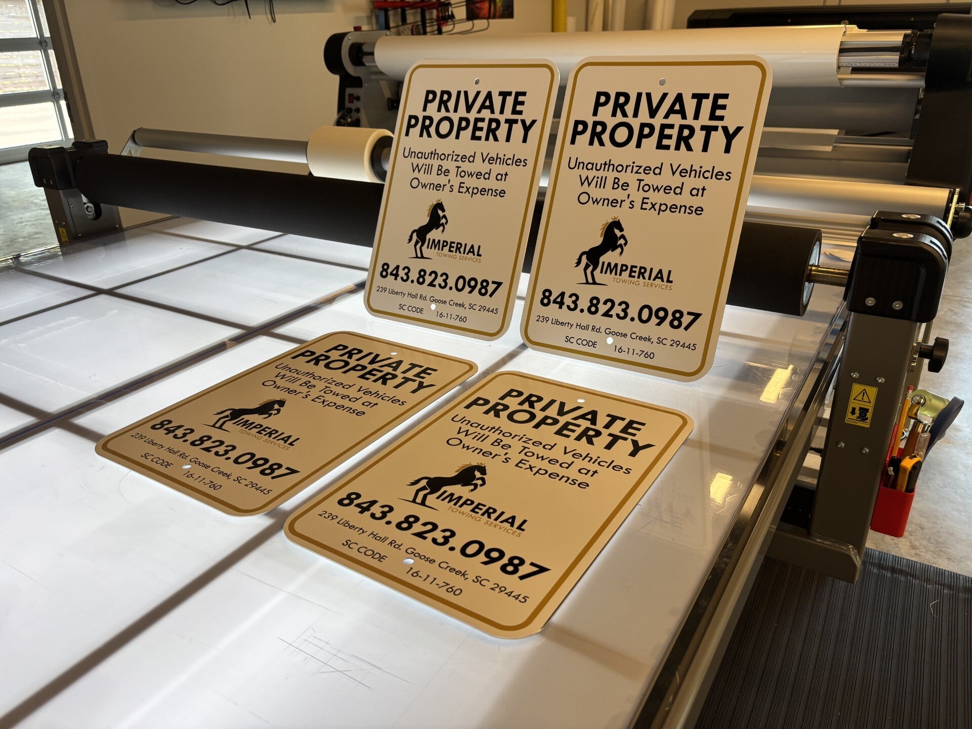 Custom Parking Sign 18" x 24" Aluminum 0.080 Sign for Imperial Towing Goose Creek