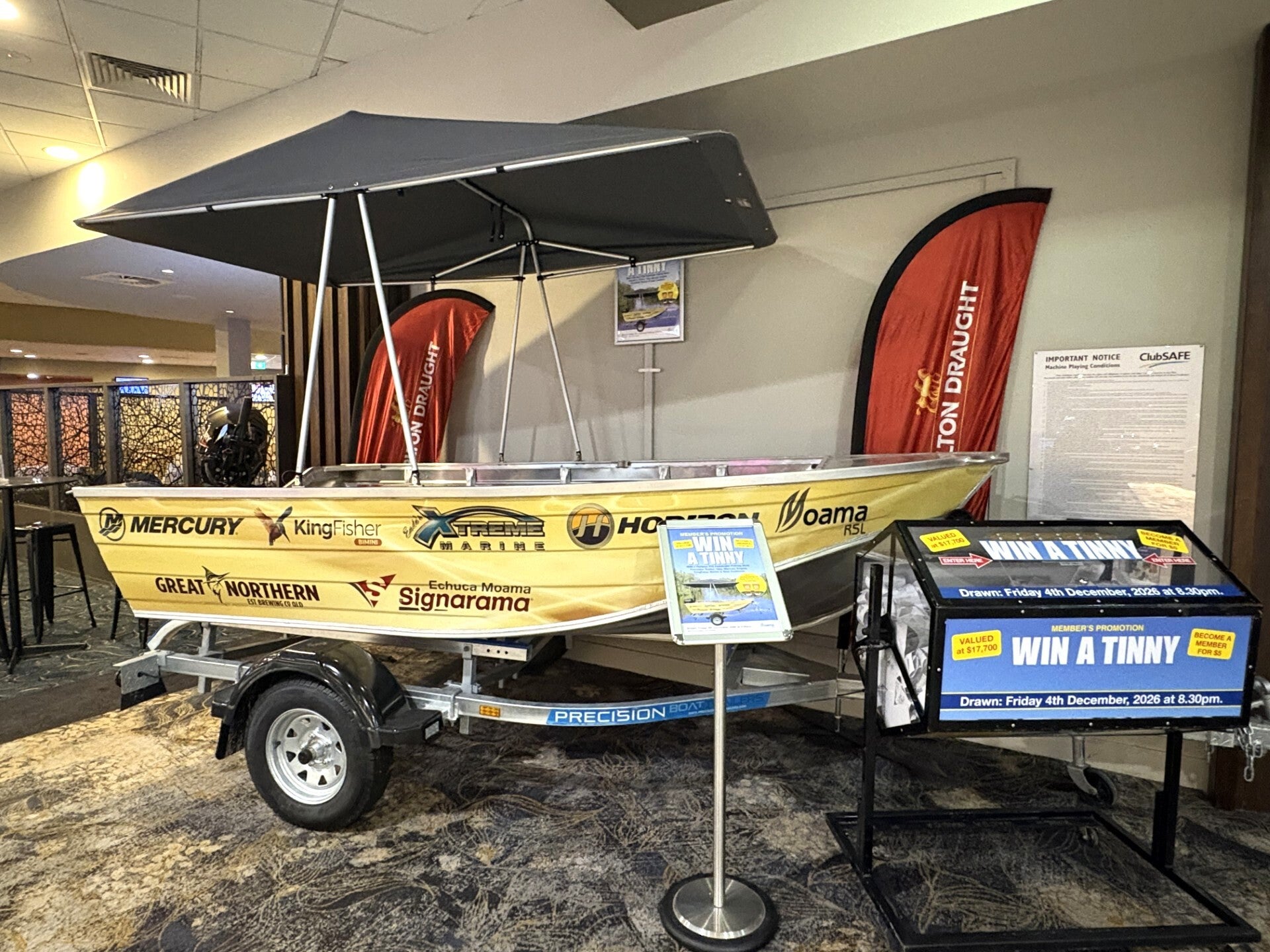 Moama RSL - Win a Tinny! - Boat Wrap