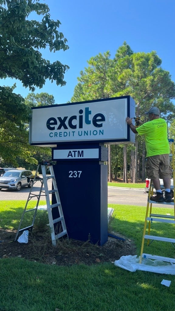 Excite Credit Union - Embossed Illuminated Pylon Sign