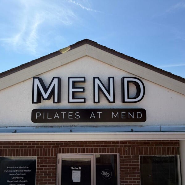 Custom Channel Letter Signs for Pilates at Mend & Mend Integrative Wellness