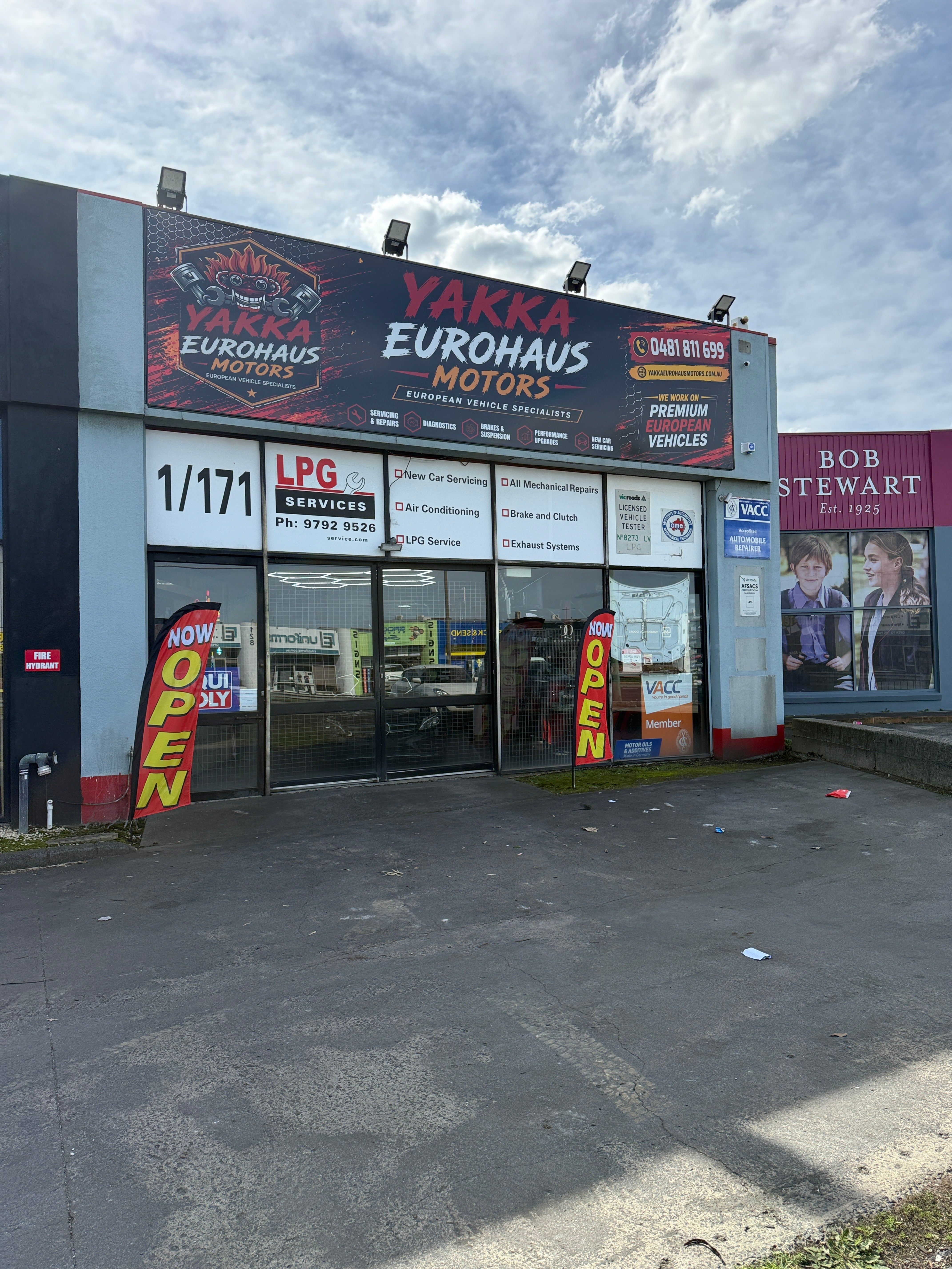 Large External Sail Track Banner for Yakka Eurohaus Motor Dandenong