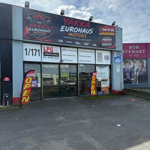 Large External Sail Track Banner for Yakka Eurohaus Motor Dandenong