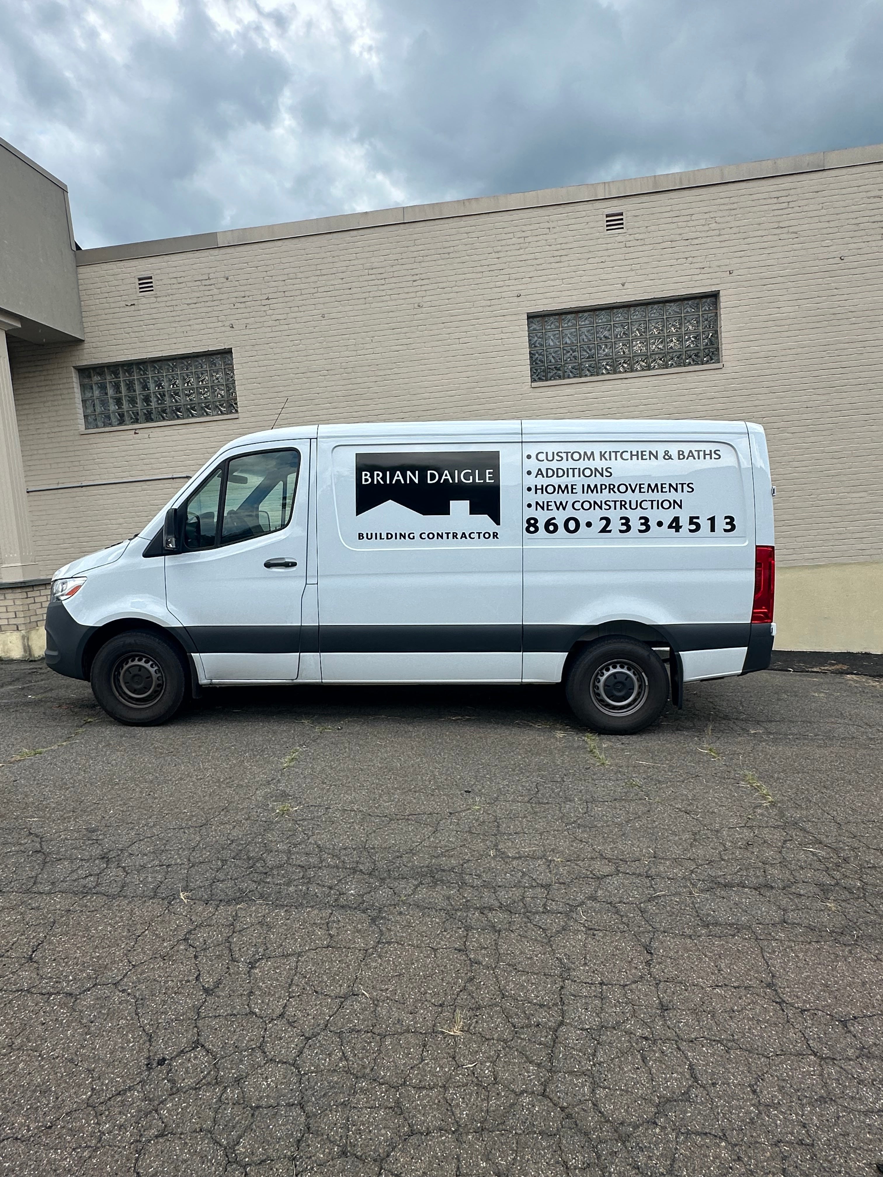 Contractor Van Lettering for Brian Daigle Building Contractor