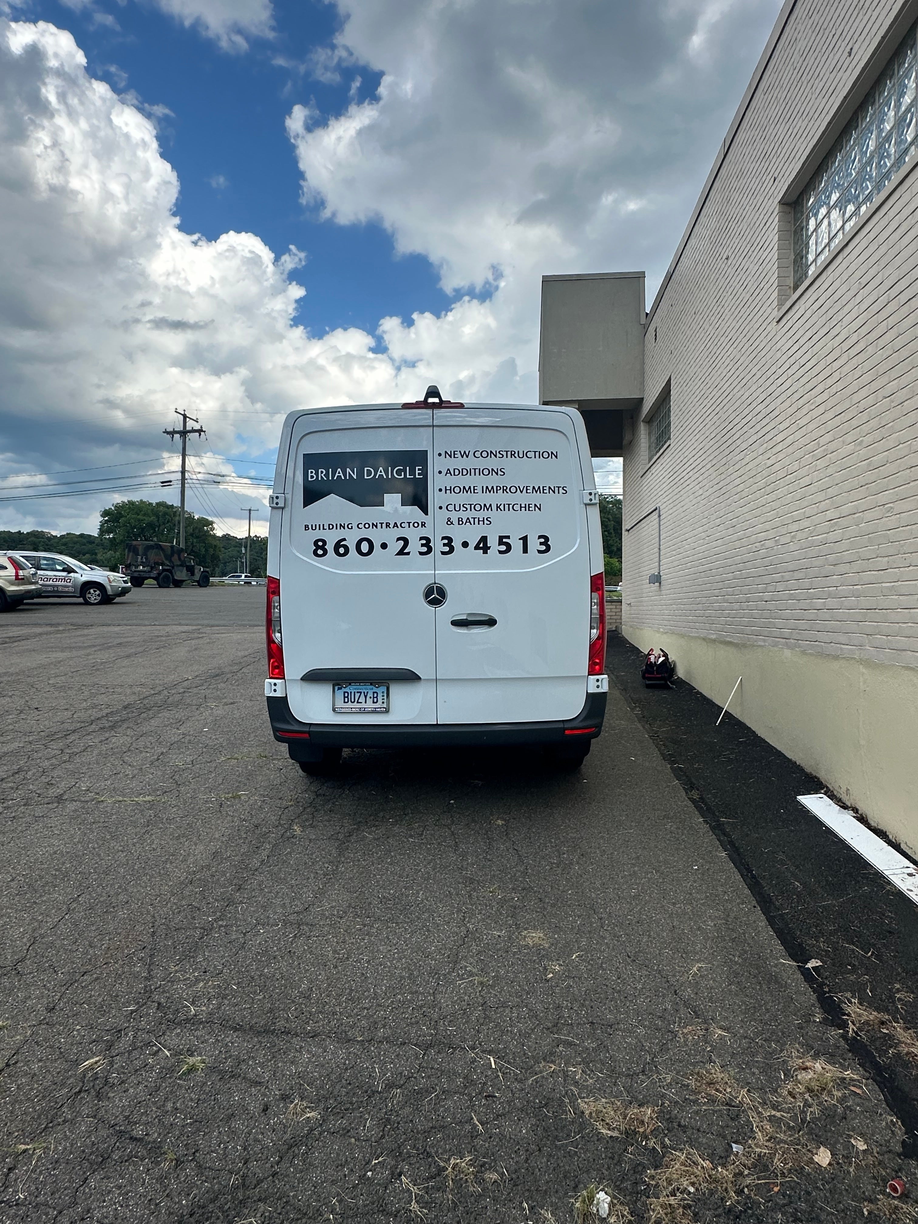 Contractor Van Lettering for Brian Daigle Building Contractor