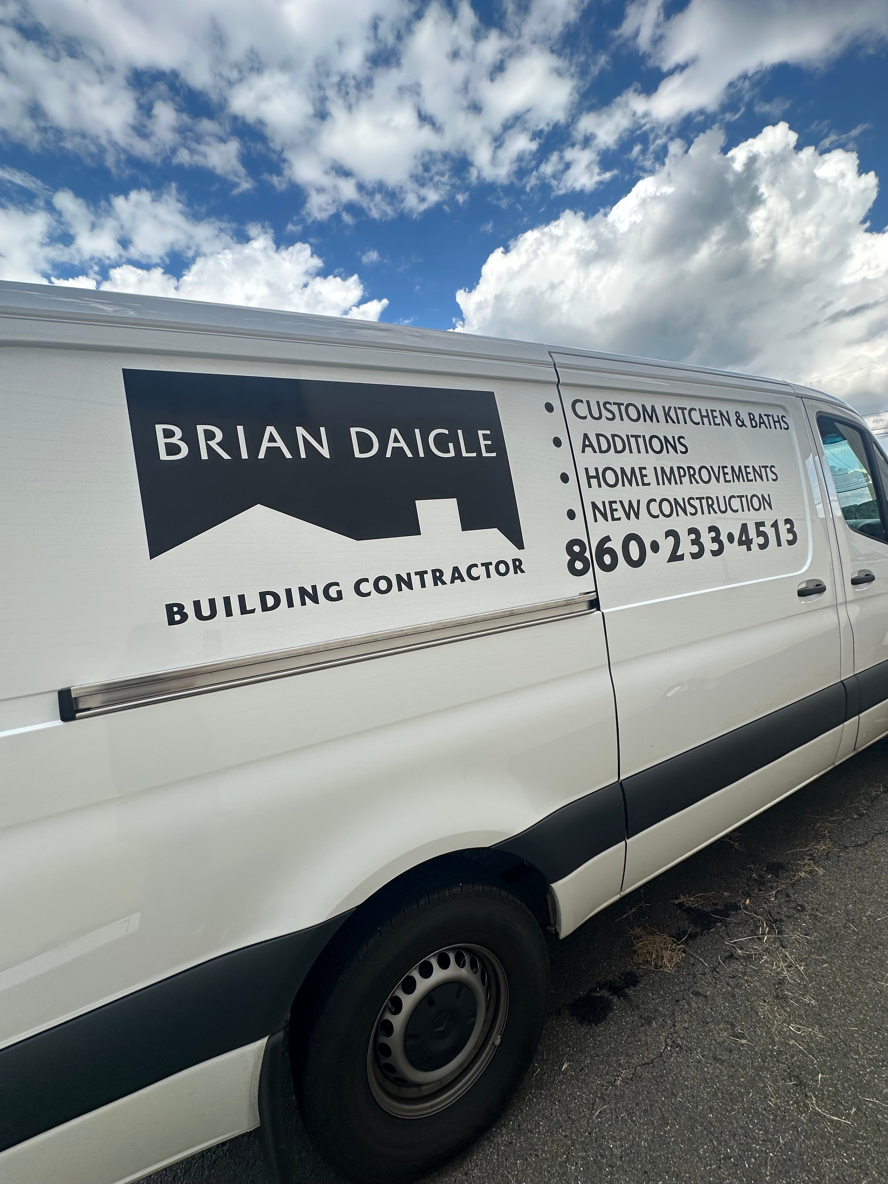 Contractor Van Lettering for Brian Daigle Building Contractor