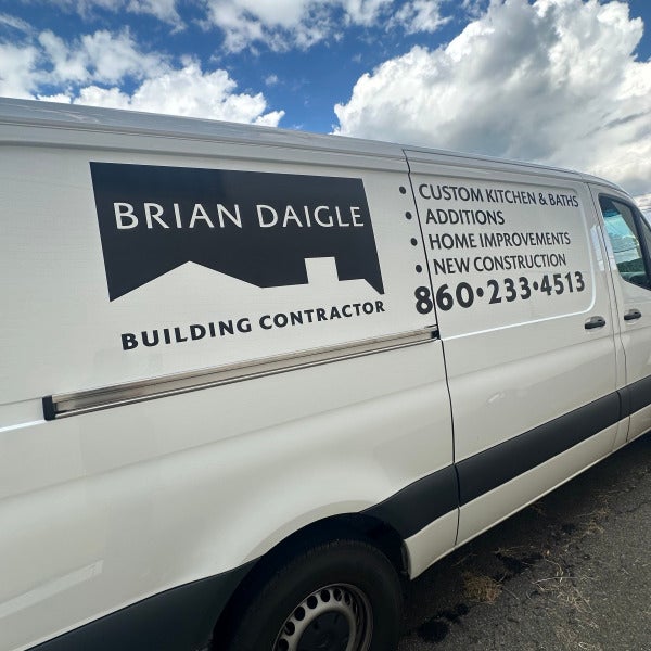 Contractor Van Lettering for Brian Daigle Building Contractor